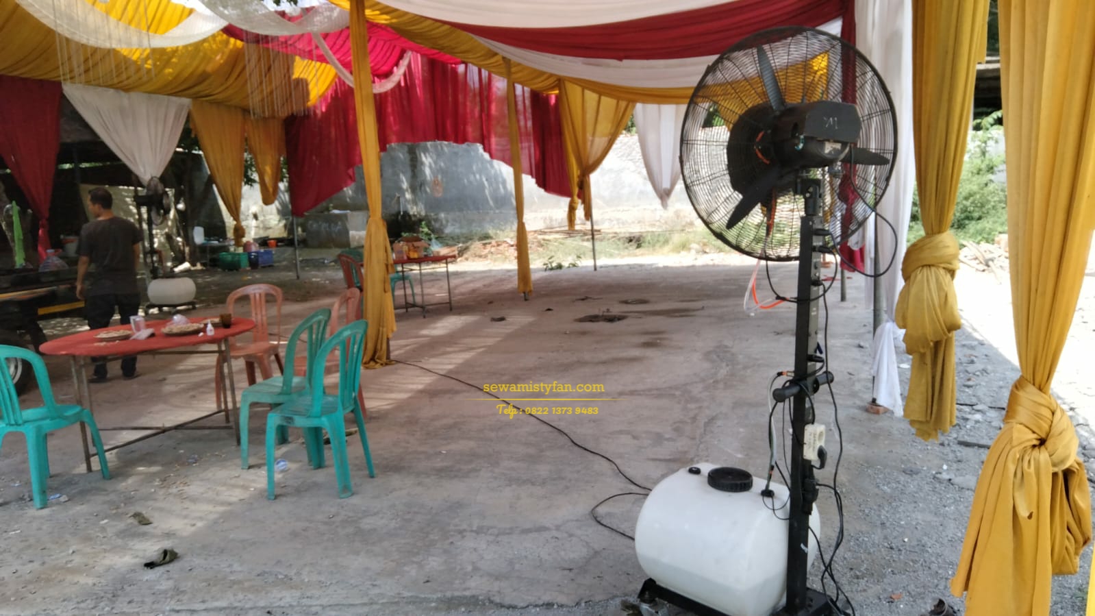 Misty fan dengan informasi konsumsi daya listrik dalam watt untuk kebutuhan event outdoor